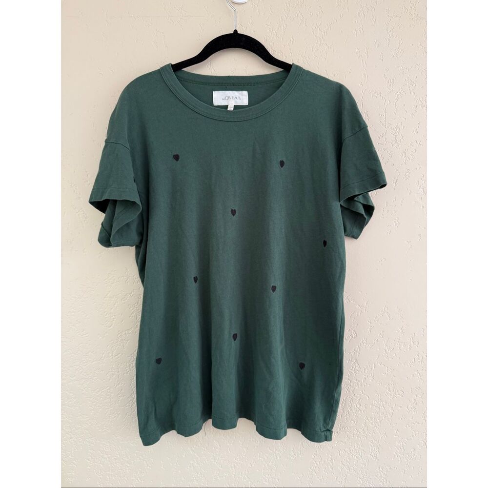 The Great. The Boxy Tee with Heart Embroidery - Picture 2 of 5